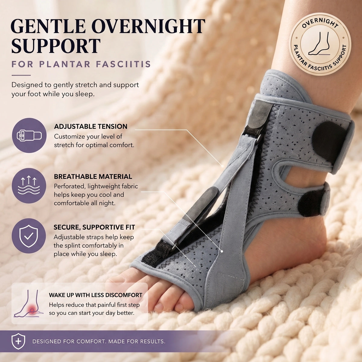 Adjustable Plantar Fasciitis Night Splint (Foot Drop Support)