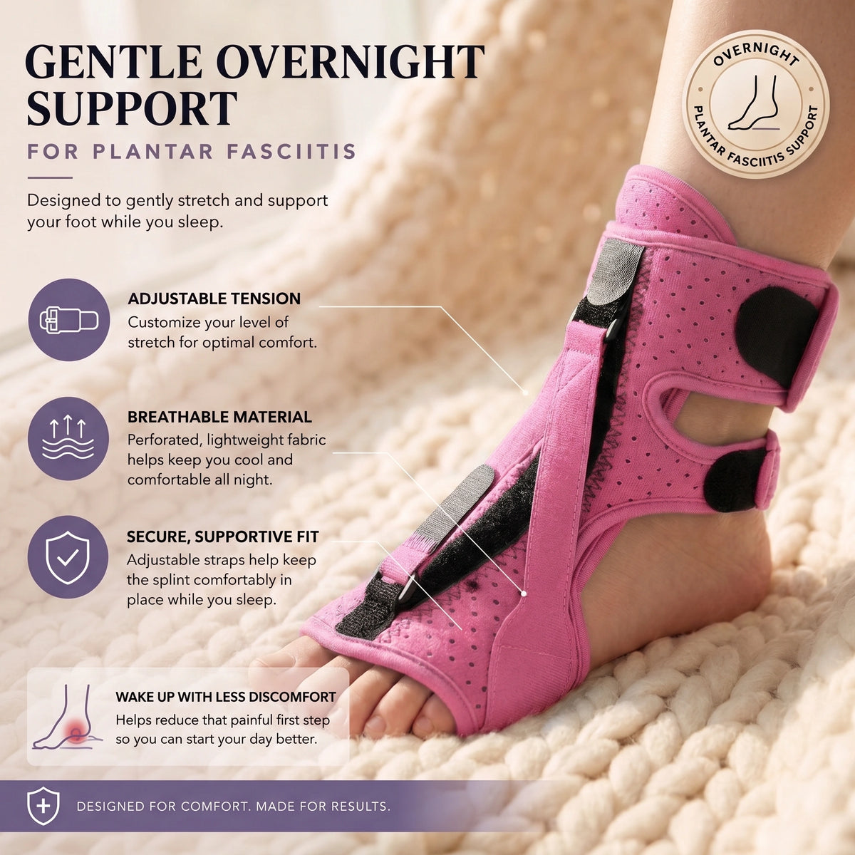 Adjustable Plantar Fasciitis Night Splint (Foot Drop Support)