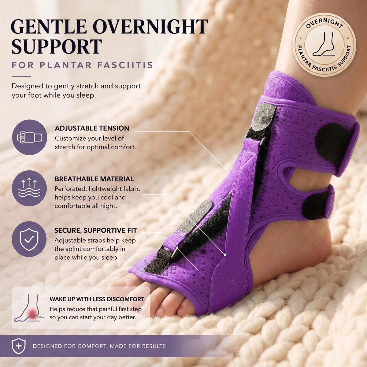 Adjustable Plantar Fasciitis Night Splint (Foot Drop Support)