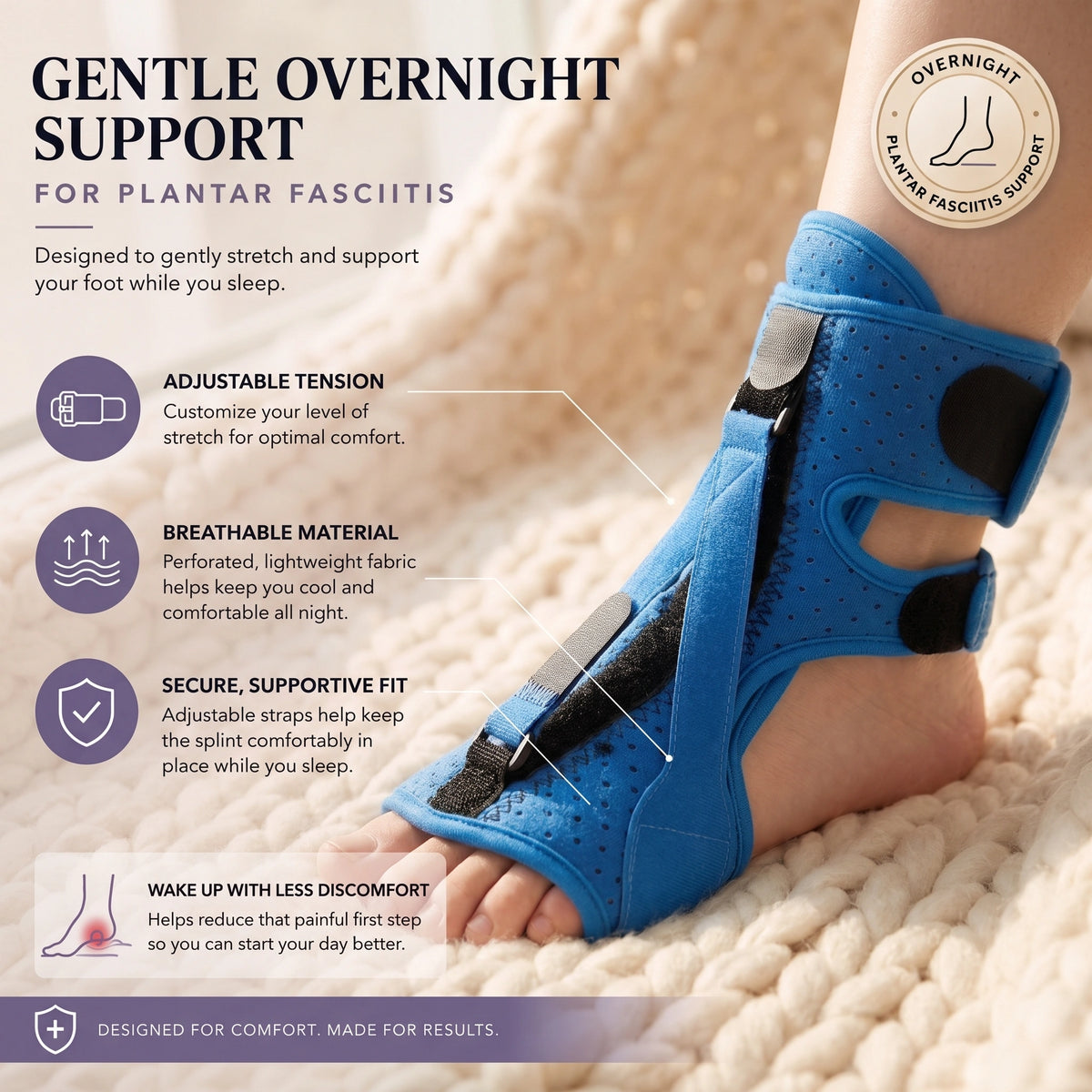 Adjustable Plantar Fasciitis Night Splint (Foot Drop Support)